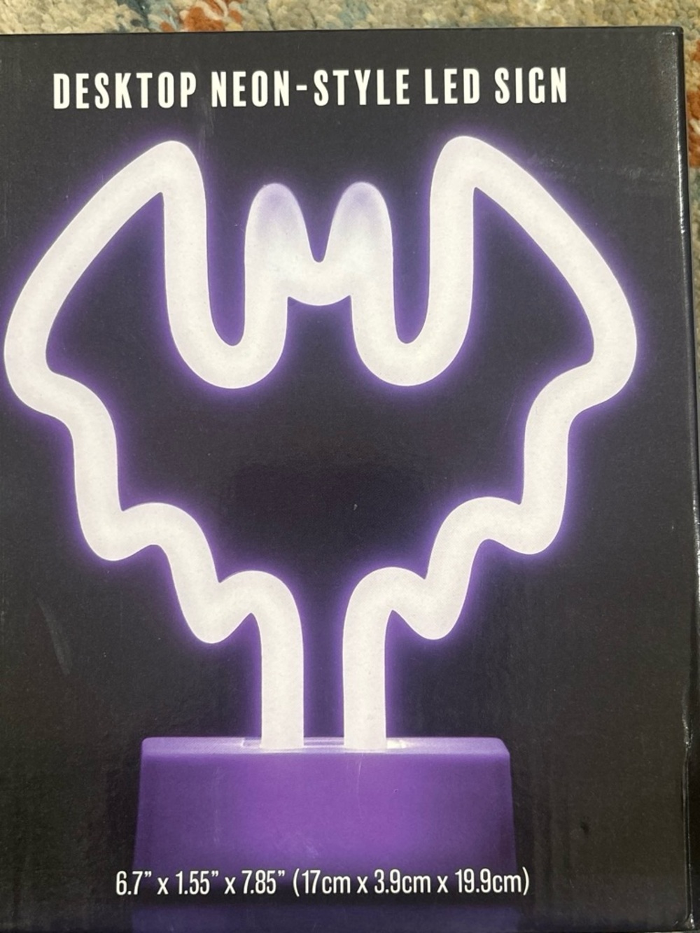 Desktop Neon-Style LED Bat Sign - Purple